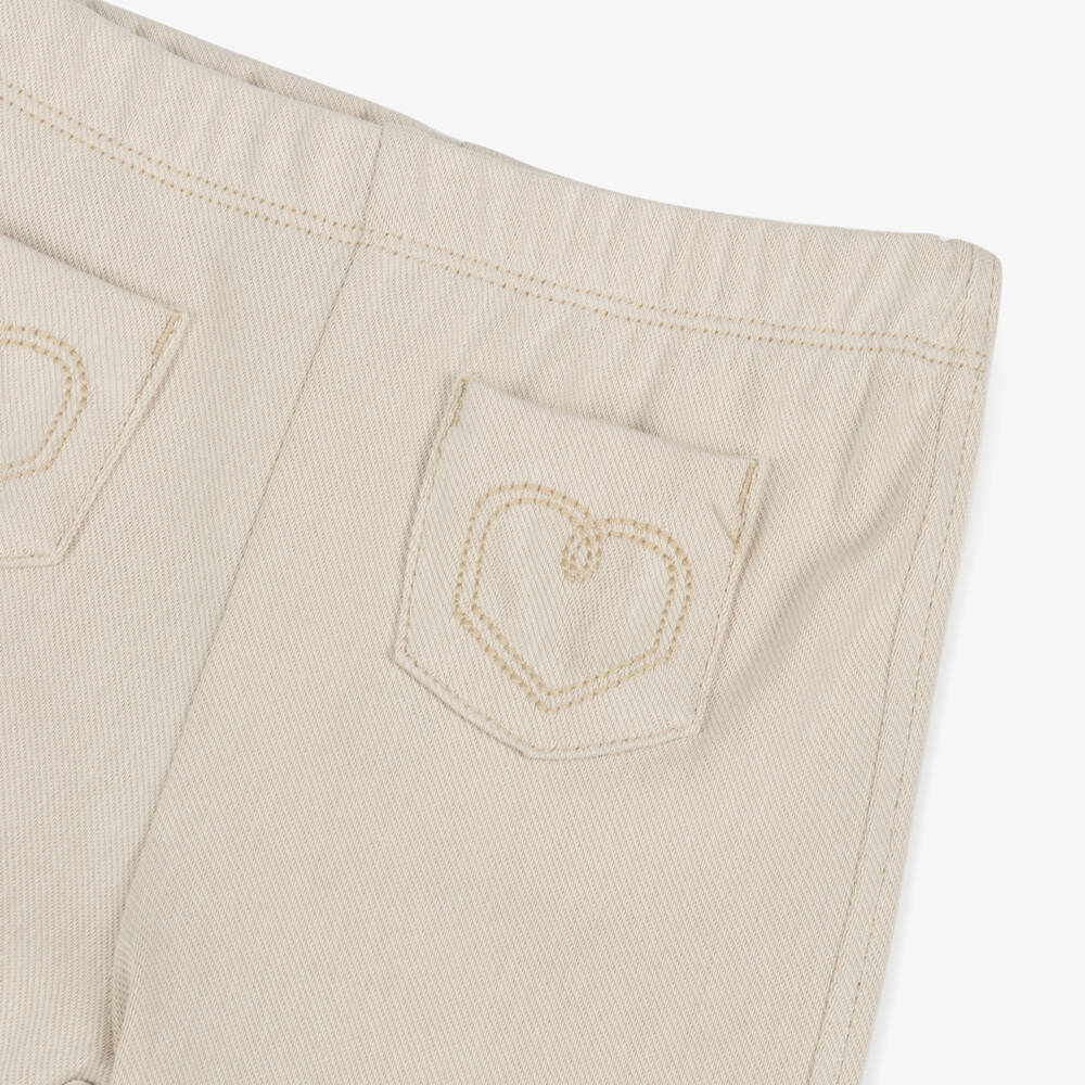 Mayoral-Girls Flared Beige Denim Jeggings | Childrensalon