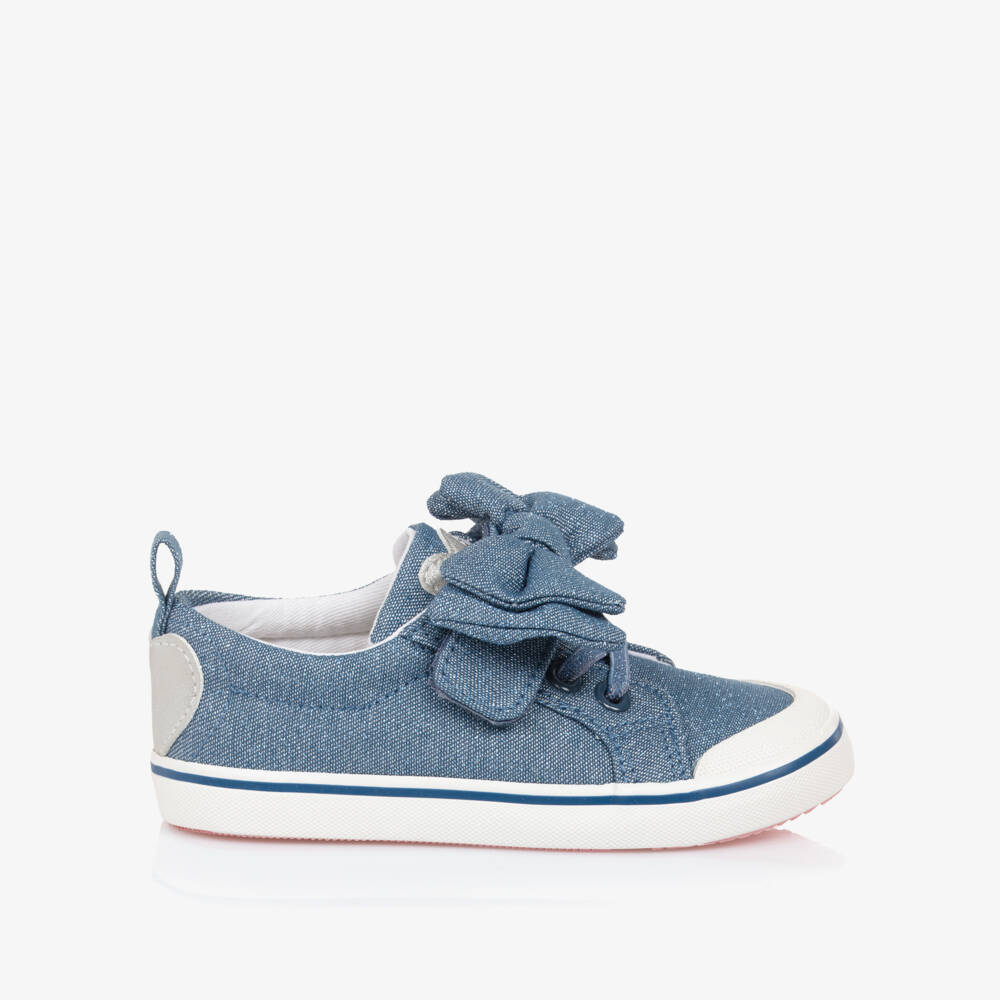 Mayoral-Girls Glittery Blue Canvas Bow Trainers | Childrensalon