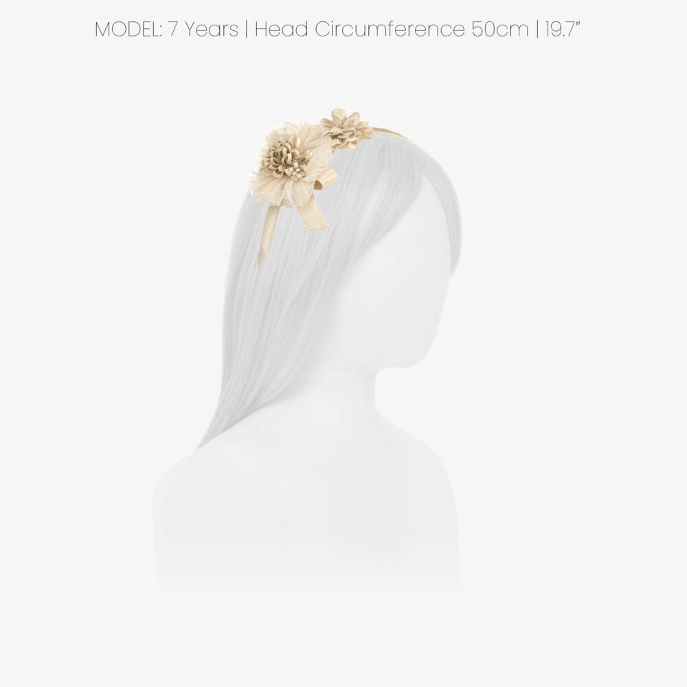 Mayoral-Girls Glittery Ivory Hairband with Flowers on Top | Childrensalon