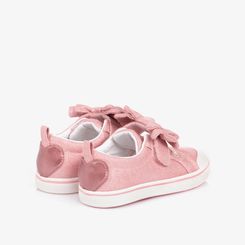 Mayoral-Girls Glittery Pink Canvas Bow Trainers | Childrensalon