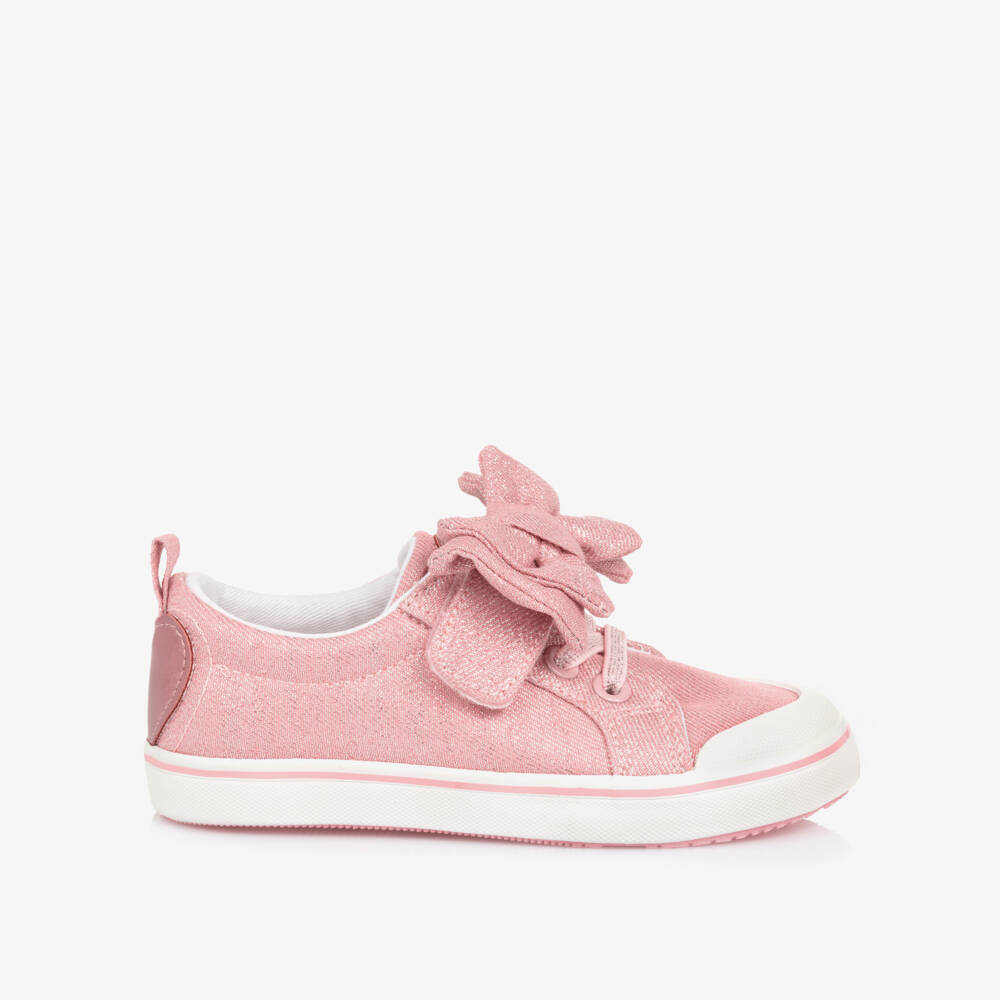 Mayoral-Girls Glittery Pink Canvas Bow Trainers | Childrensalon
