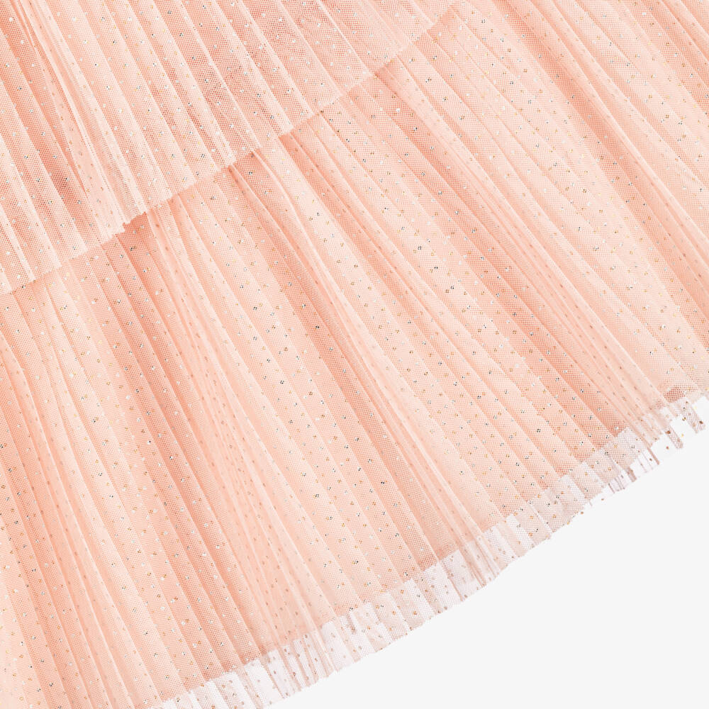 Mayoral-Girls Glittery Pink Pleated Tulle Dress | Childrensalon