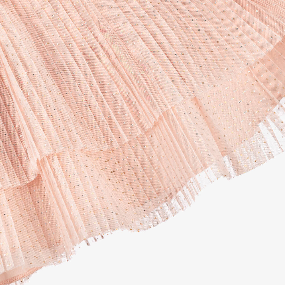 Mayoral-Girls Glittery Pink Pleated Tulle Skirt | Childrensalon