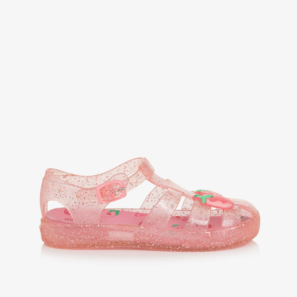 Mayoral-Girls Glittery Pink Strawberry Jelly Shoes | Childrensalon