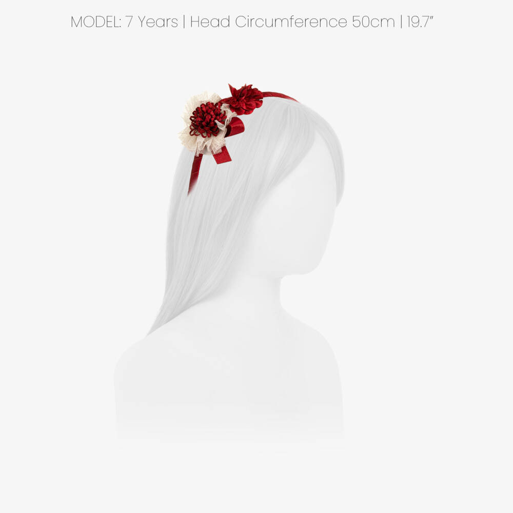 Mayoral-Girls Glittery Red Hairband with Flowers on Top | Childrensalon