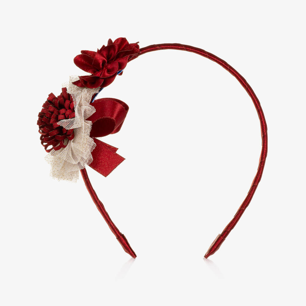 Mayoral-Girls Glittery Red Hairband with Flowers on Top | Childrensalon