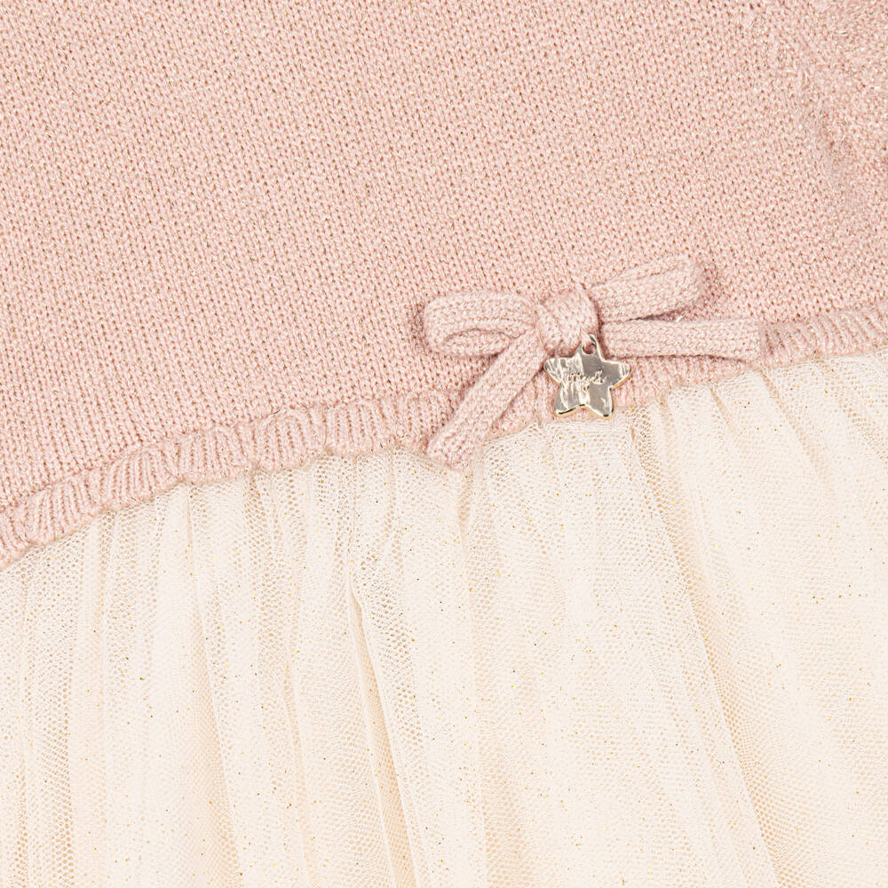 Mayoral-Girls Glittery Tulle Dress with Pink Knitted Bodice | Childrensalon