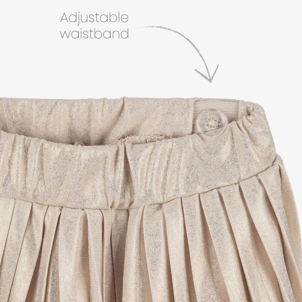 Mayoral-Girls Gold Shimmer Pleated Shorts | Childrensalon
