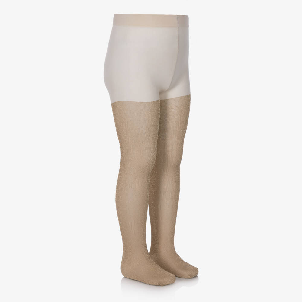 Mayoral-Girls Gold Shimmery Lurex Tights | Childrensalon