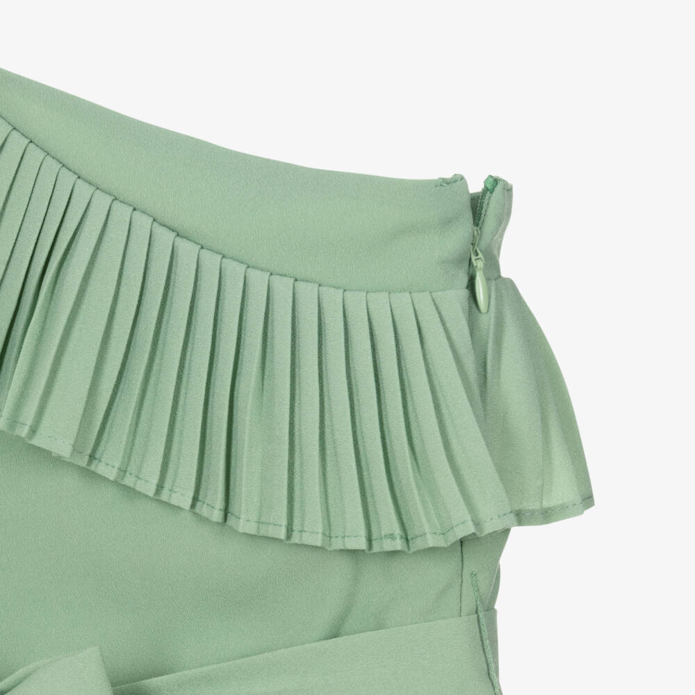 Mayoral-Girls Green Asymmetric Crêpe Playsuit | Childrensalon