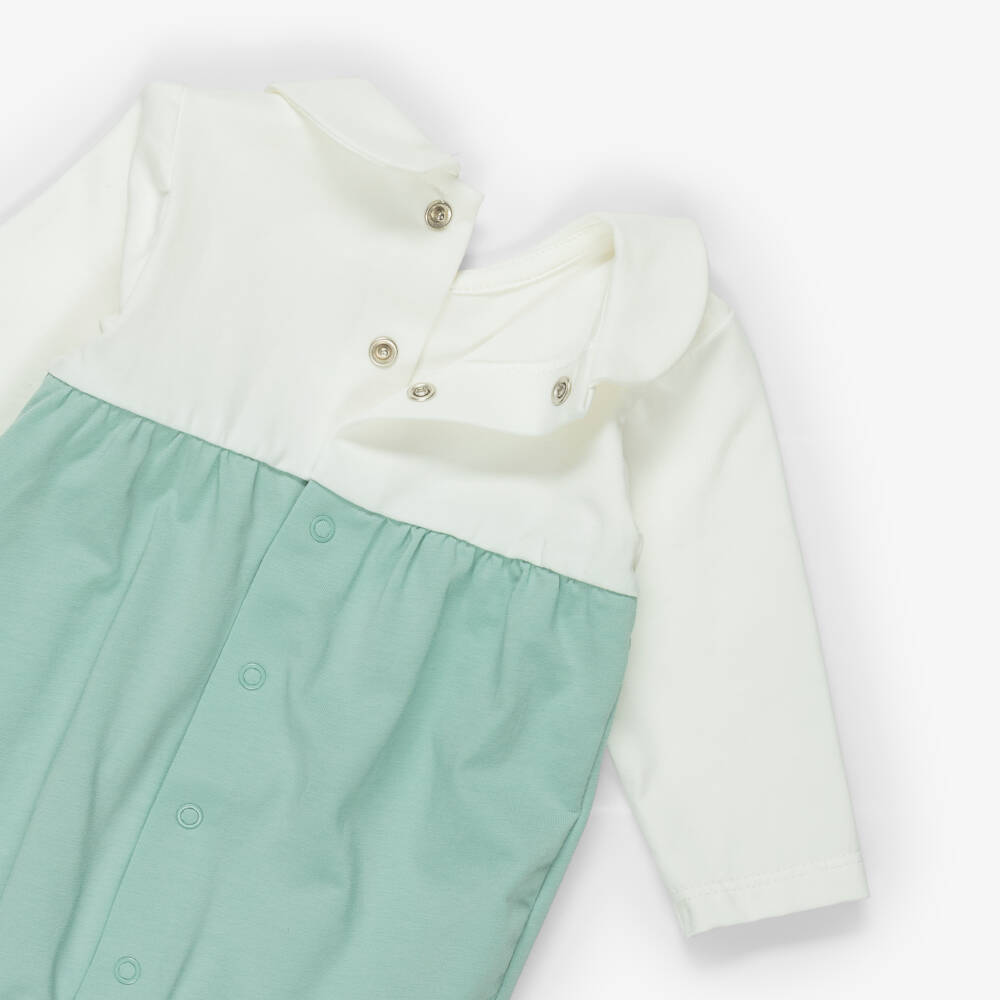 Mayoral Newborn-Girls Green Babygrows with Flower Embroidery (2 Pack) | Childrensalon