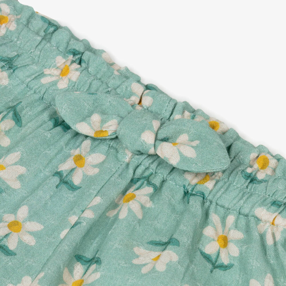 Mayoral-Girls Green Cotton Floral Print Trouser Set | Childrensalon