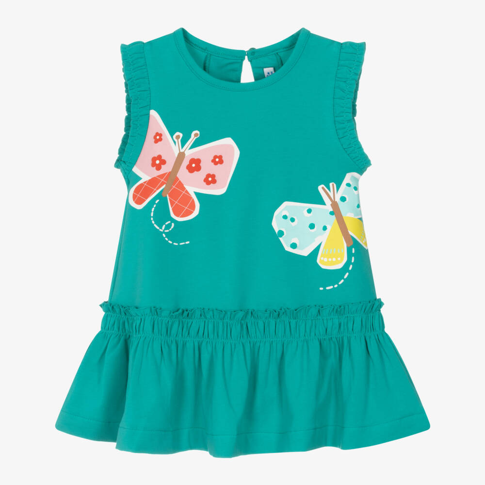 Mayoral-Girls Green Cotton Jersey Butterfly Dress | Childrensalon