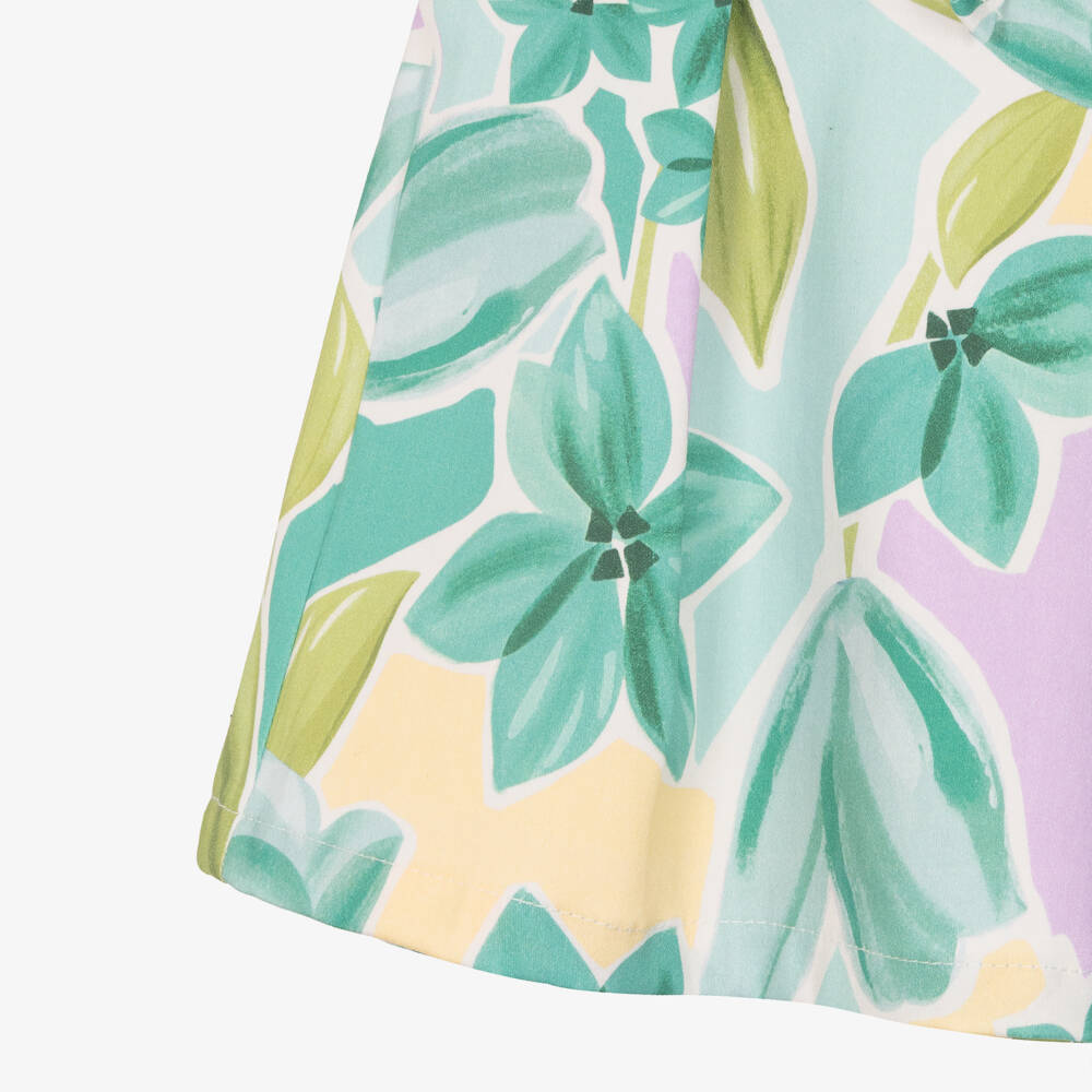 Mayoral-Шорты из хлопка зелёные с цветочным принтом для девочек | Childrensalon