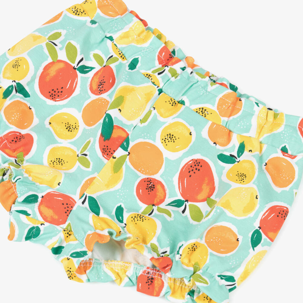 Mayoral-Girls Green Fruit Print Cotton Shorts | Childrensalon