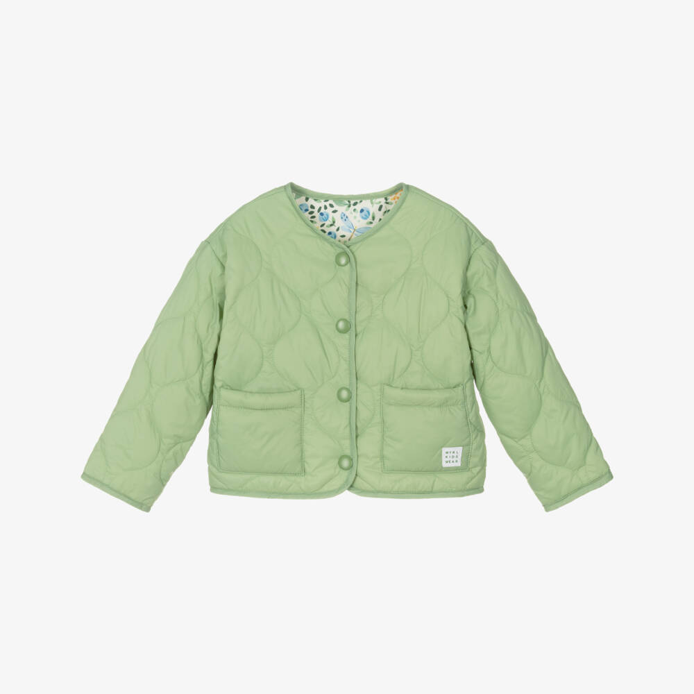Mayoral-Girls Green Reversible Quilted Jacket | Childrensalon