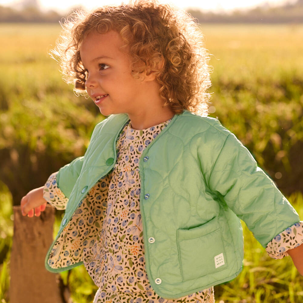 Mayoral-Girls Green Reversible Quilted Jacket | Childrensalon