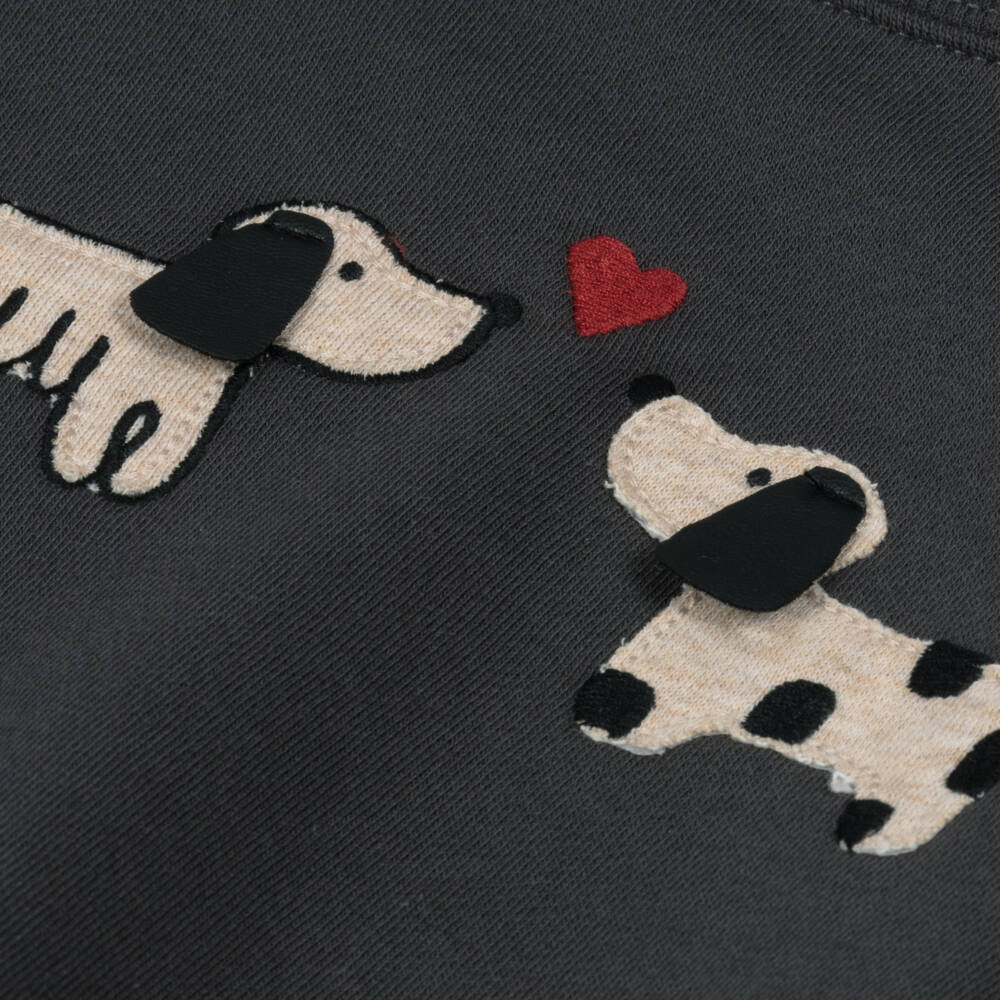 Mayoral-Girls Grey Jersey Dog Appliqué Sweatshirt | Childrensalon