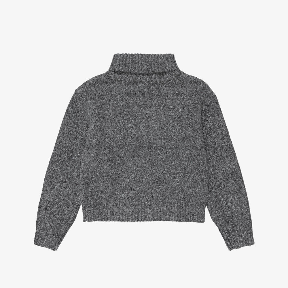 Mayoral-Girls Grey Knit Sweater with Heart Motifs | Childrensalon