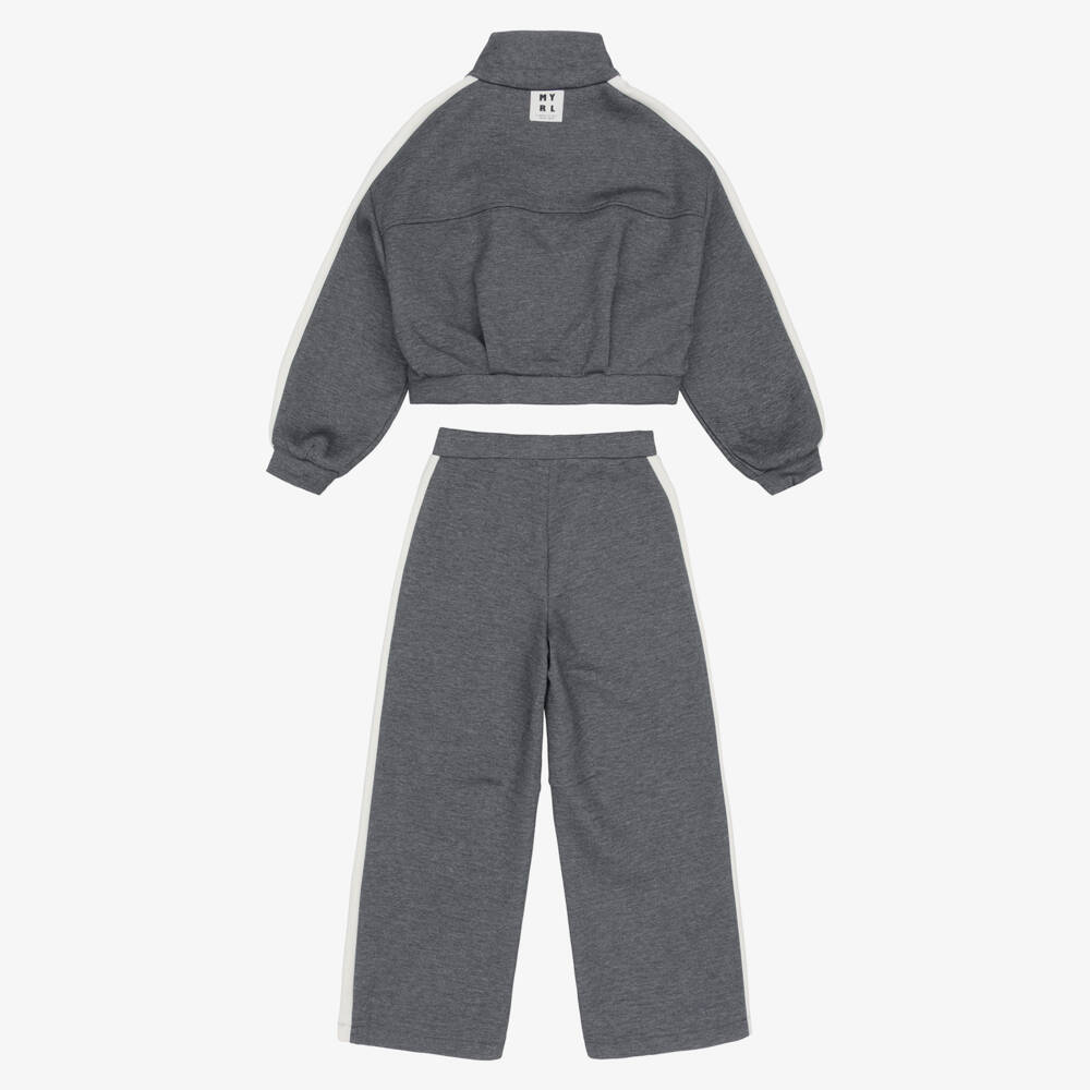 Mayoral-Girls Grey Marl Tracksuit with Ivory Trims | Childrensalon
