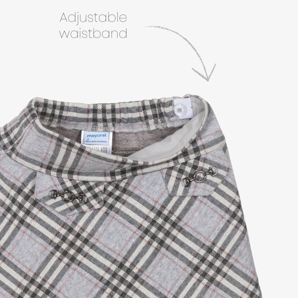 Mayoral-Юбка скейтер серо-розовая с блестками для девочек | Childrensalon