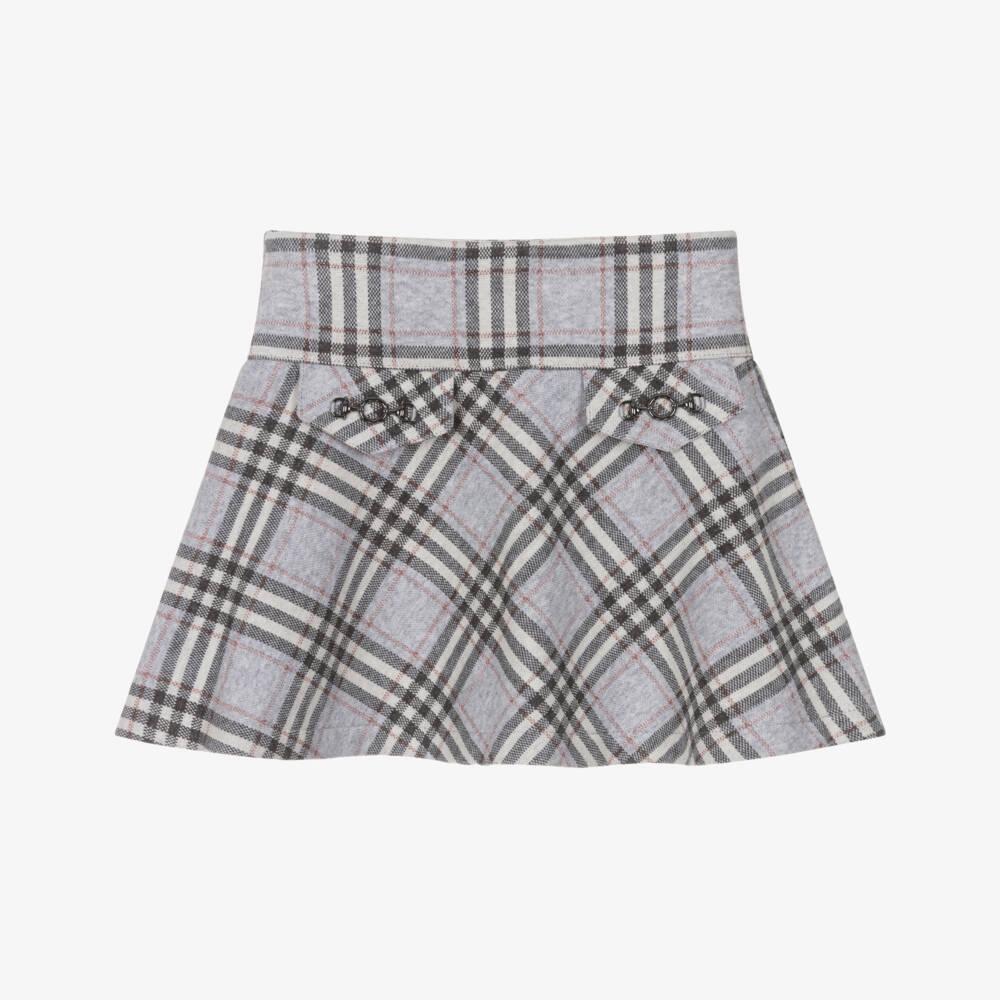 Mayoral-Юбка скейтер серо-розовая с блестками для девочек | Childrensalon