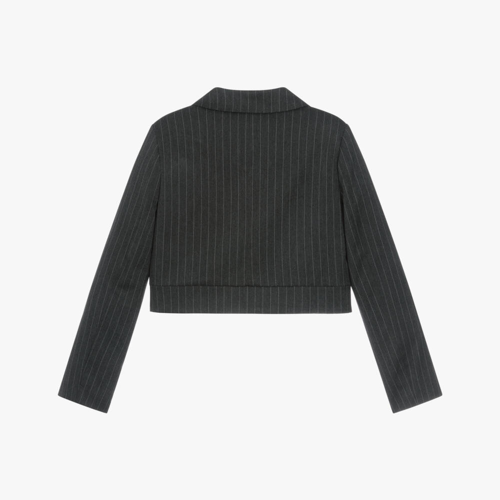 Mayoral-Girls Grey Pinstripe Short Blazer | Childrensalon