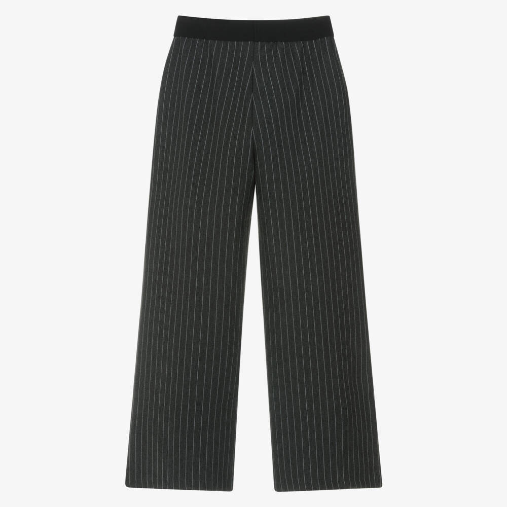 Mayoral-Girls Grey Pinstripe Wide Leg Trousers | Childrensalon