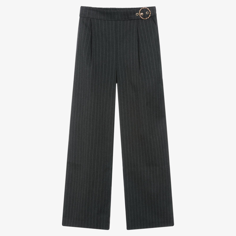 Mayoral-Girls Grey Wide-Leg Pinstripe Trousers | Childrensalon
