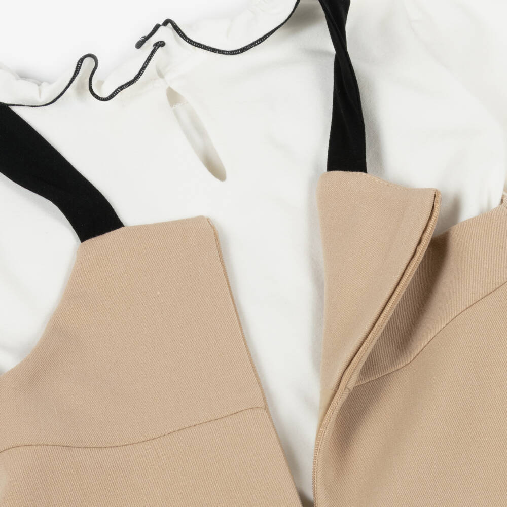 Mayoral-Платье-сарафан кремово-бежевое с бантиками для девочек | Childrensalon