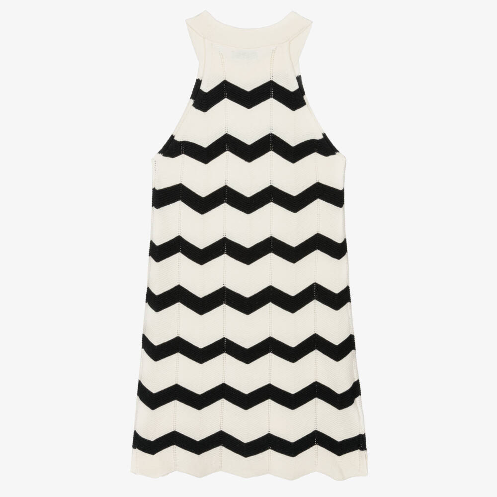 Mayoral-Girls Ivory & Black Chevron Knit Dress | Childrensalon