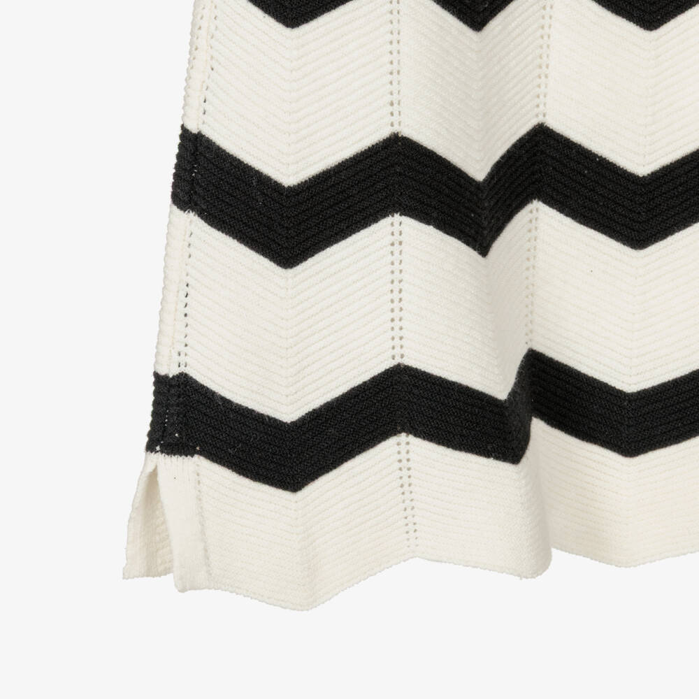 Mayoral-Girls Ivory & Black Chevron Knit Dress | Childrensalon
