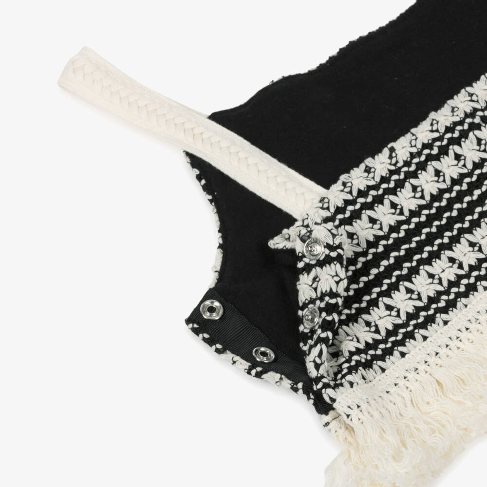 Mayoral-Girls Ivory & Black Tasselled Crop Top | Childrensalon