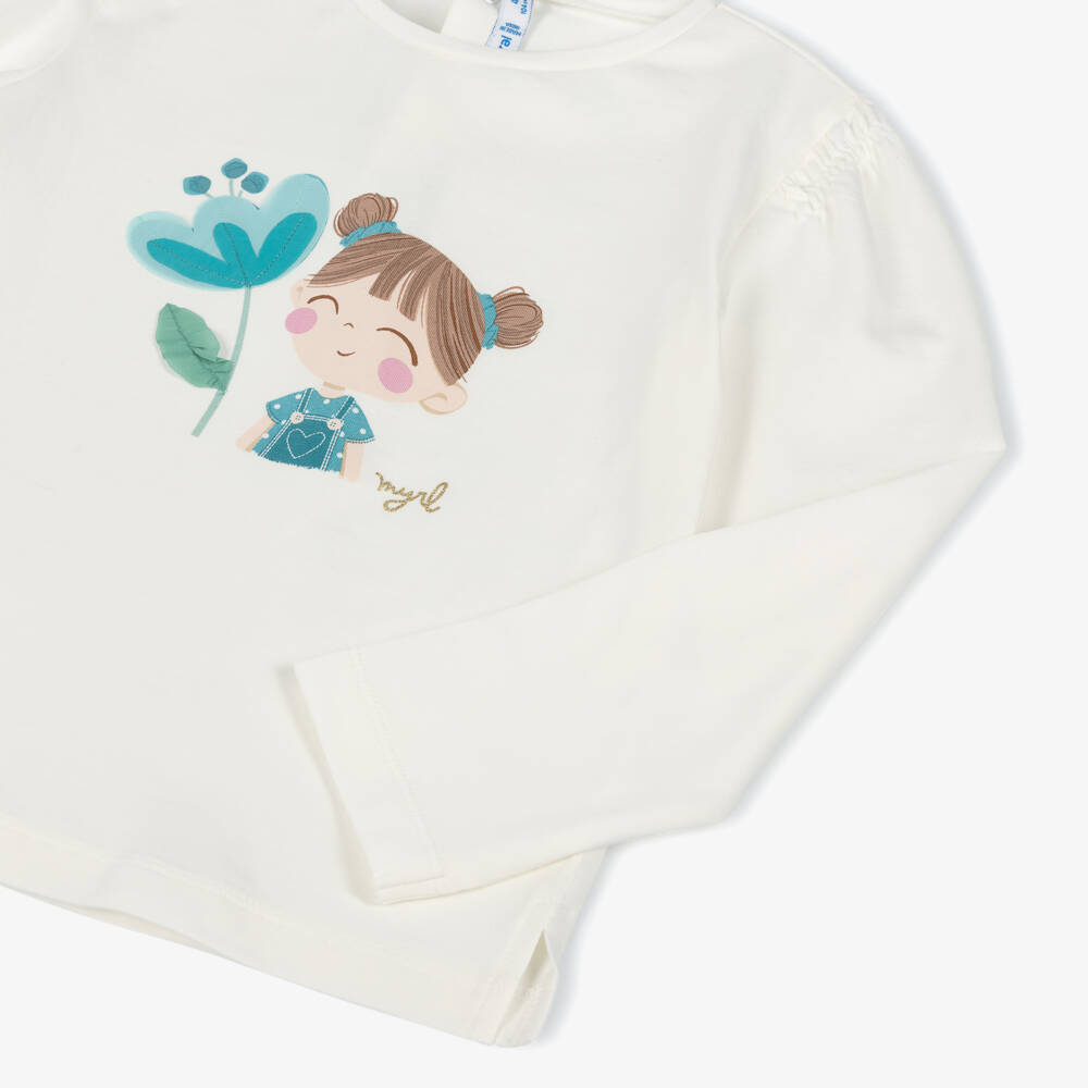 Mayoral Kid Girl Blue Floral Anil Top
