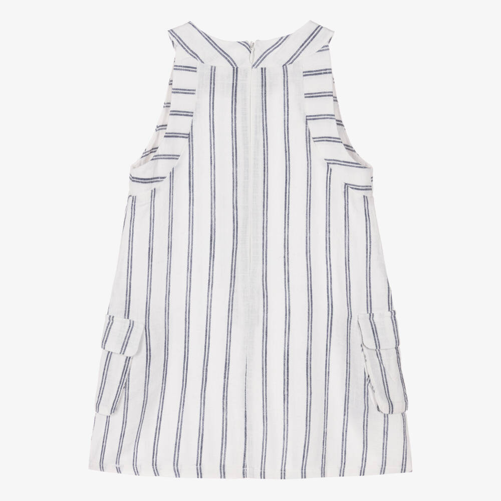 Mayoral-Girls Ivory & Blue Stripe Halter Neck Dress | Childrensalon