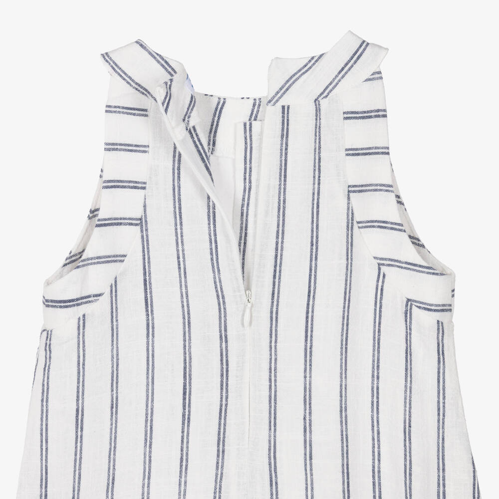 Mayoral-Girls Ivory & Blue Stripe Halter Neck Dress | Childrensalon