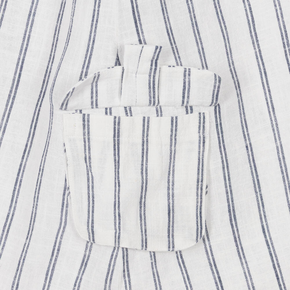 Mayoral-Girls Ivory & Blue Stripe Halter Neck Dress | Childrensalon