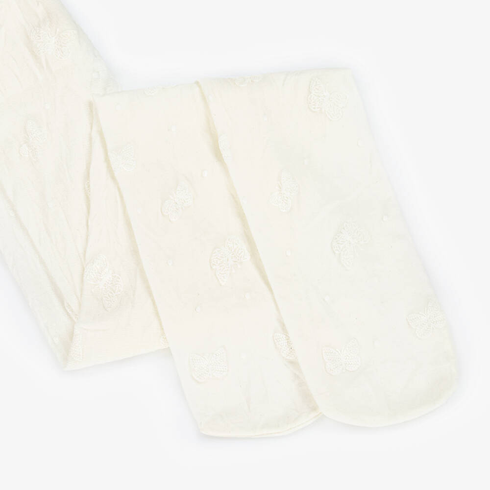 Mayoral-Girls Ivory Butterfly Tights | Childrensalon