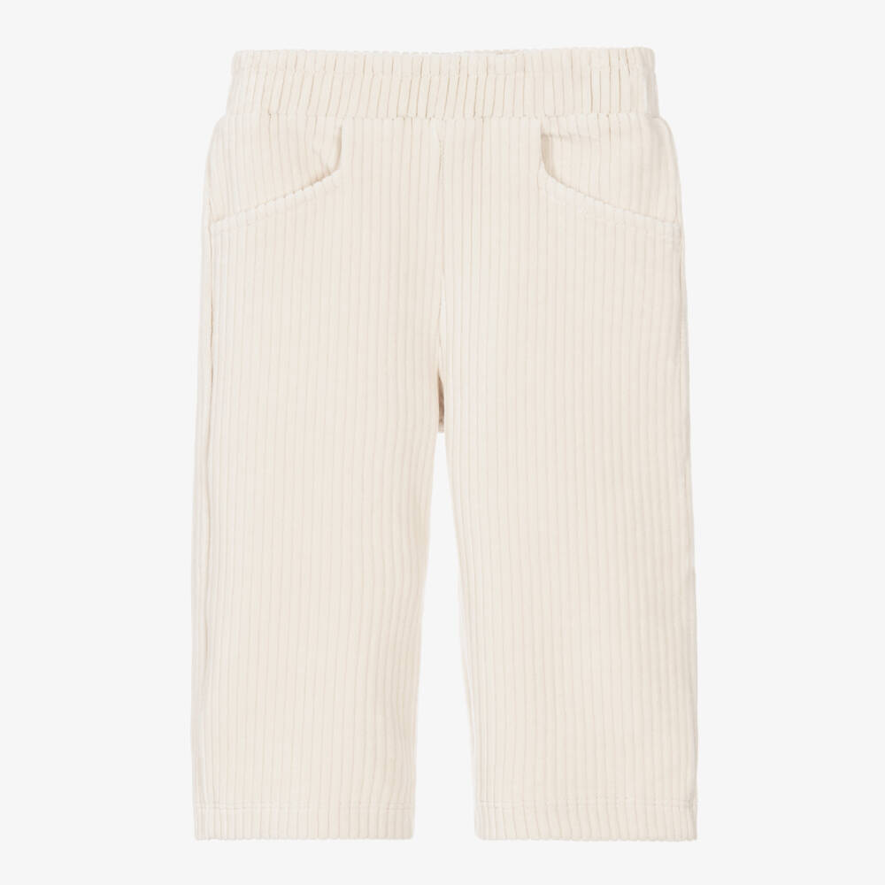 Mayoral-Girls Ivory Corduroy Trousers with Pockets | Childrensalon