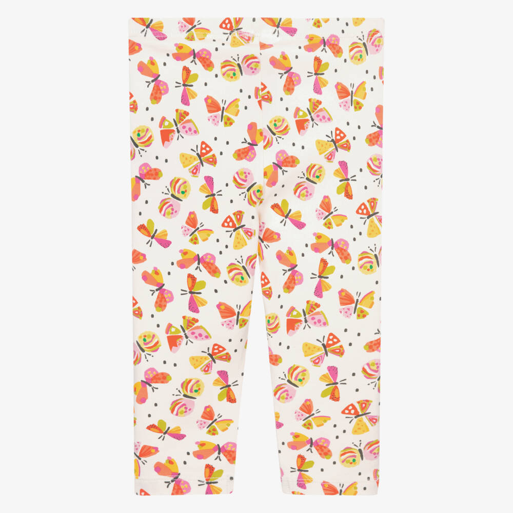 Mayoral-Girls Ivory Cotton Butterfly Print Leggings | Childrensalon