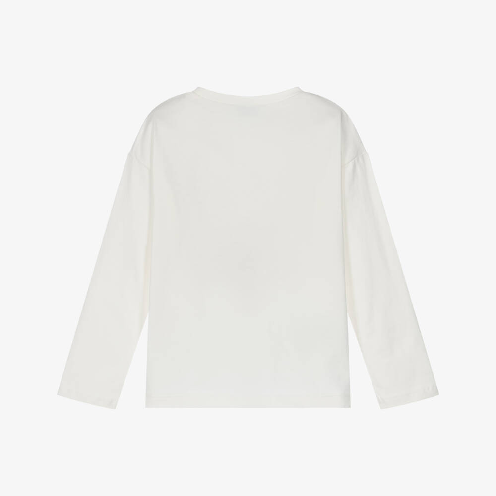 Mayoral-Girls Ivory Cotton Dog & Cat Print Top | Childrensalon