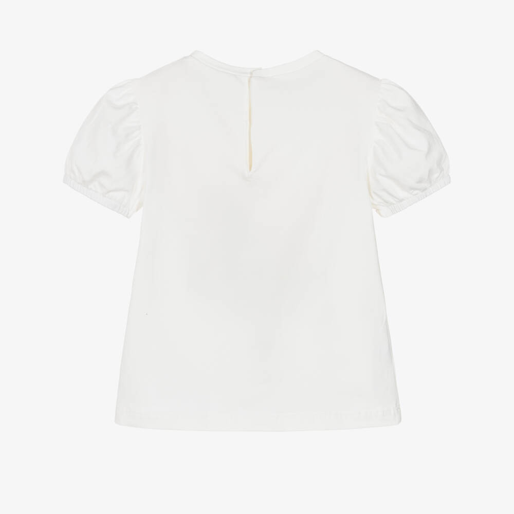 Mayoral-Girls Ivory Cotton Flower Print T-Shirt | Childrensalon