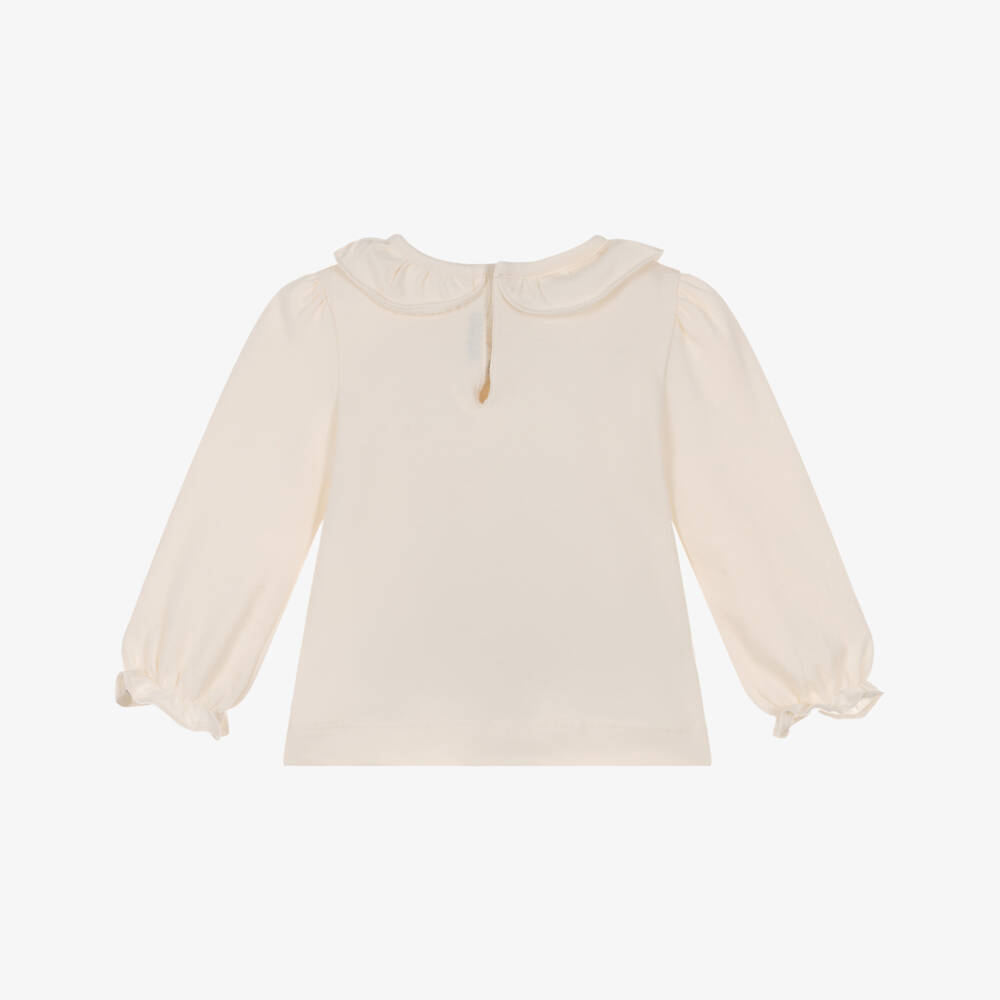 Mayoral-Лонгслив кремовый хлопковый для девочек | Childrensalon