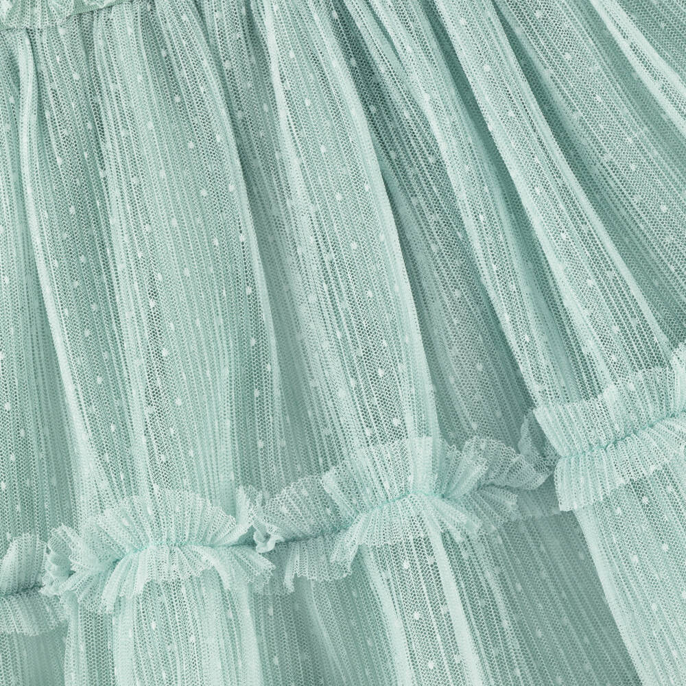 Mayoral-Girls Ivory Cotton & Green Tulle Skirt Set | Childrensalon