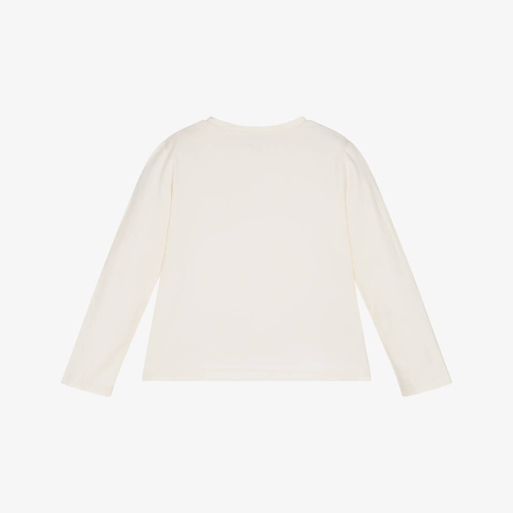 Mayoral-Girls Ivory Cotton Hello Top & Hair Scrunchie | Childrensalon