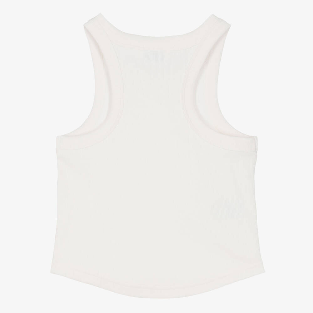 Mayoral-Girls Ivory Cotton Jersey Studded Vest Top | Childrensalon