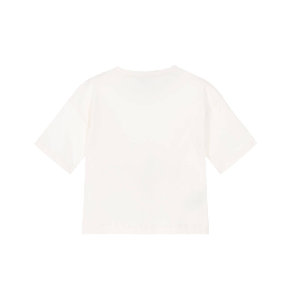 Mayoral-Girls Ivory Cotton T-Shirt with Bandana | Childrensalon