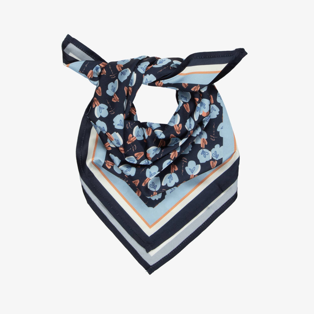 Mayoral-Girls Ivory Cotton Top & Navy Blue Scarf Set | Childrensalon