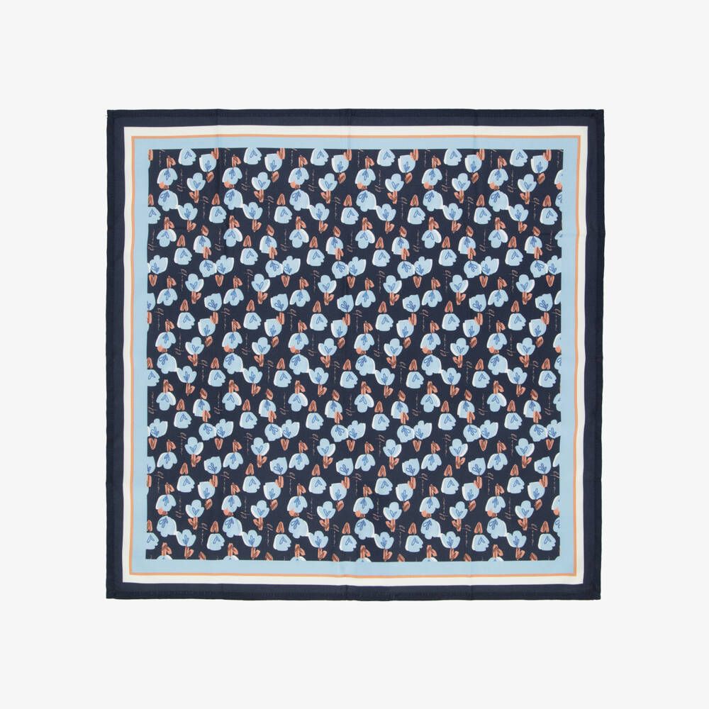 Mayoral-Girls Ivory Cotton Top & Navy Blue Scarf Set | Childrensalon