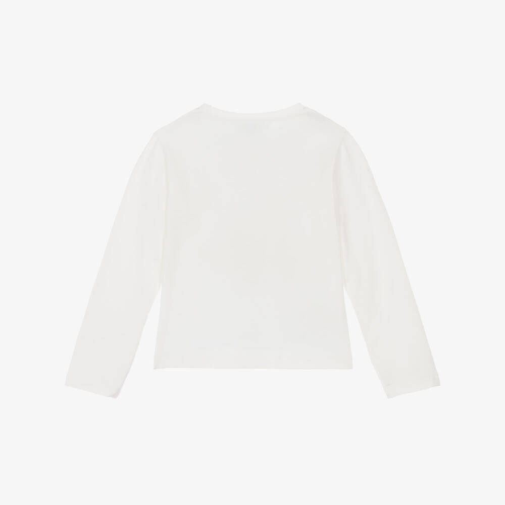 Mayoral-Girls Ivory Cotton Top with Blue Flower | Childrensalon